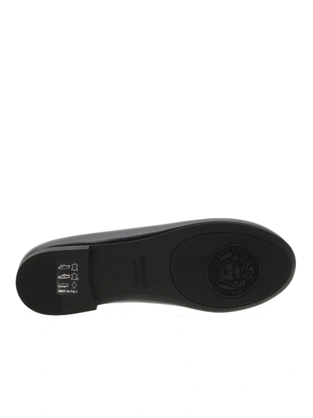 Versace Kids Medusa Girl Flat Ballerina Shoes Black Leather Size 31 / 13 US New